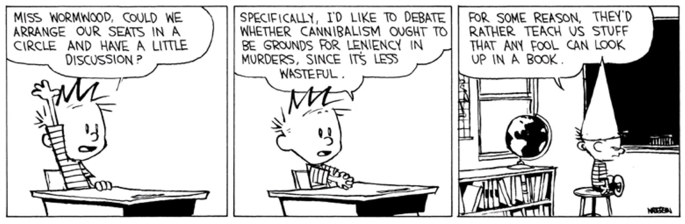 Calvin and Hobbes Comic Strip: Can we have a discussion