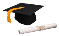 Graduation Cap and Rolled-Up Diploma