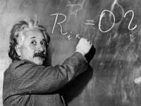 Einstein at chalkboard